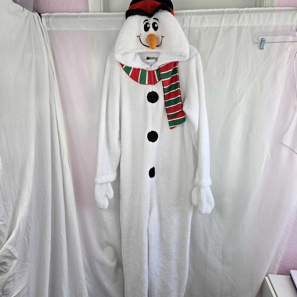 Snowman Hooded Union Suit Brieflly Stated Pajamas One Piece Christmas Size L